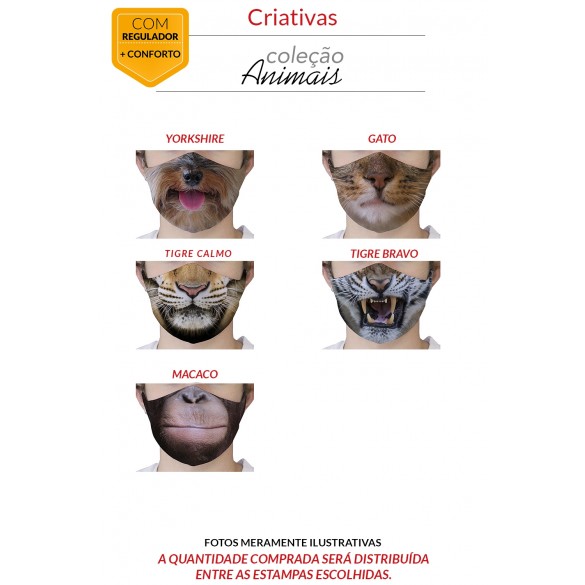 MÁSCARA DE PROTEÇÃO PREMIUM - ANIMAIS